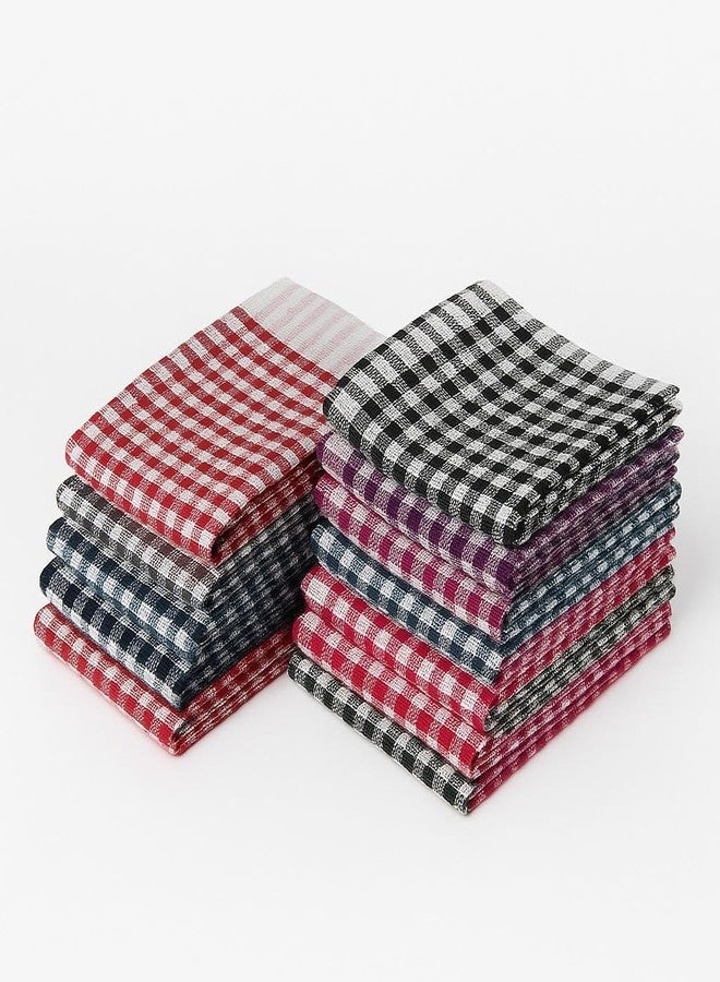 BLDM Reusable Cotton Cleaning Cloth | Multipurpose Kitchen Napkin | Table Wipe | Multicolour | Large Size 20x20 Inches | Pack of 12 - Image 1